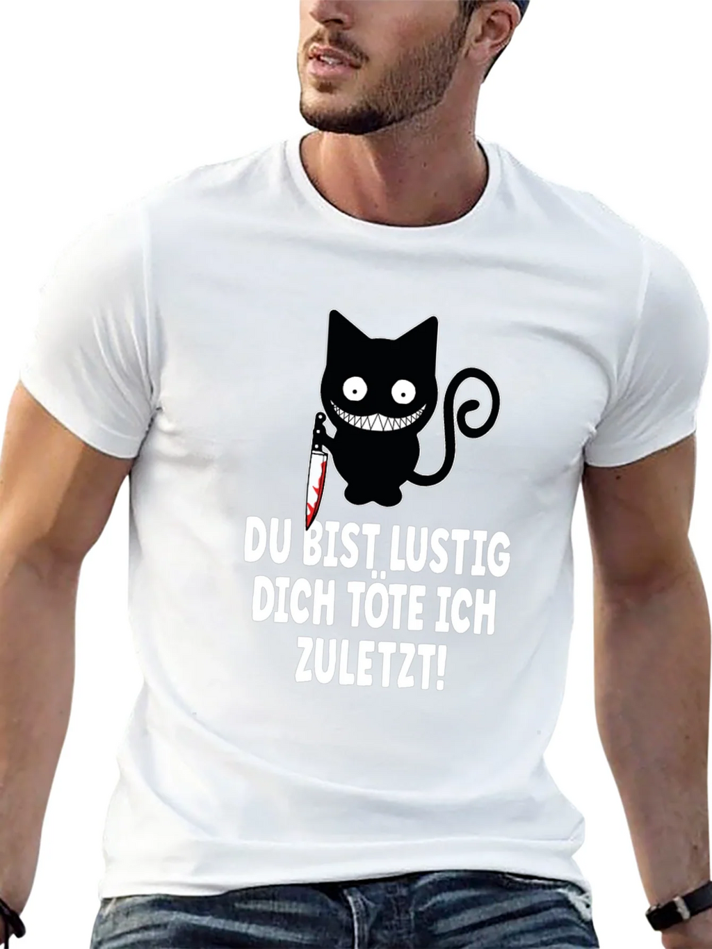 Creepy Cat Knife T-Shirt: Du Bist Lustig... product image 9