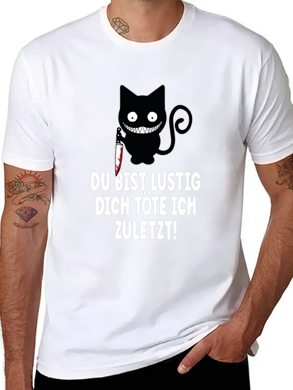 Creepy Cat Knife T-Shirt: Du Bist Lustig... product image 4