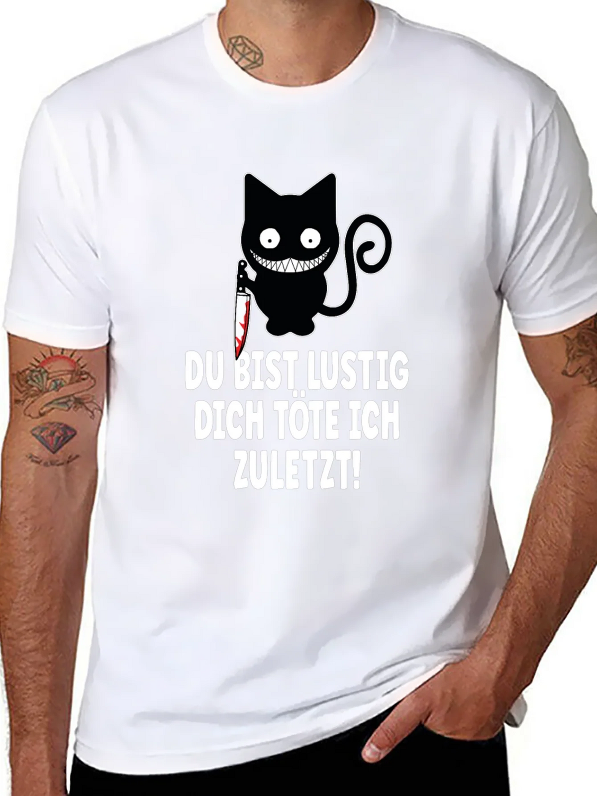 Creepy Cat Knife T-Shirt: Du Bist Lustig... product image 4