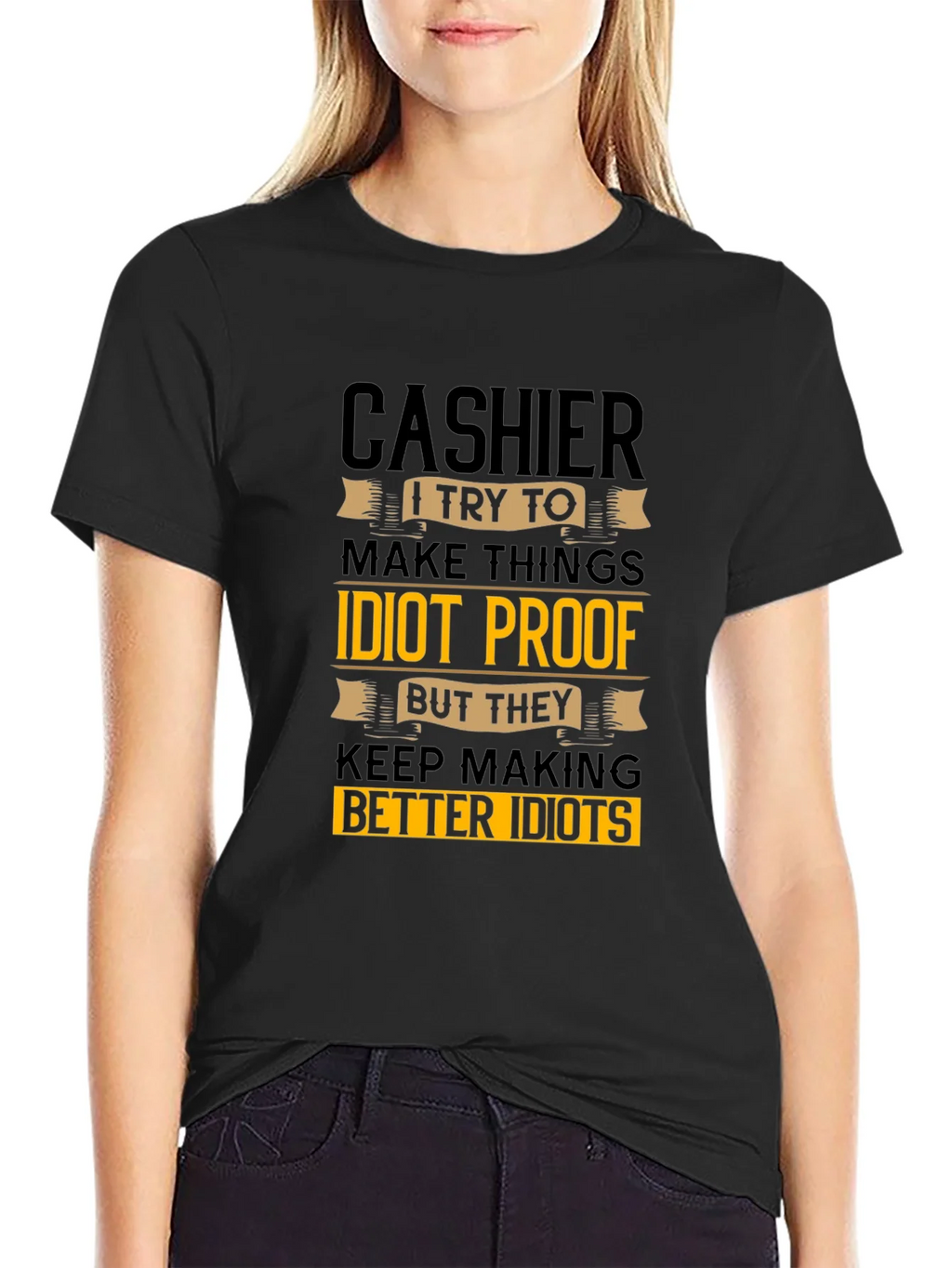 Cashier Idiots Funny Sarcastic T-Shirt product image 2
