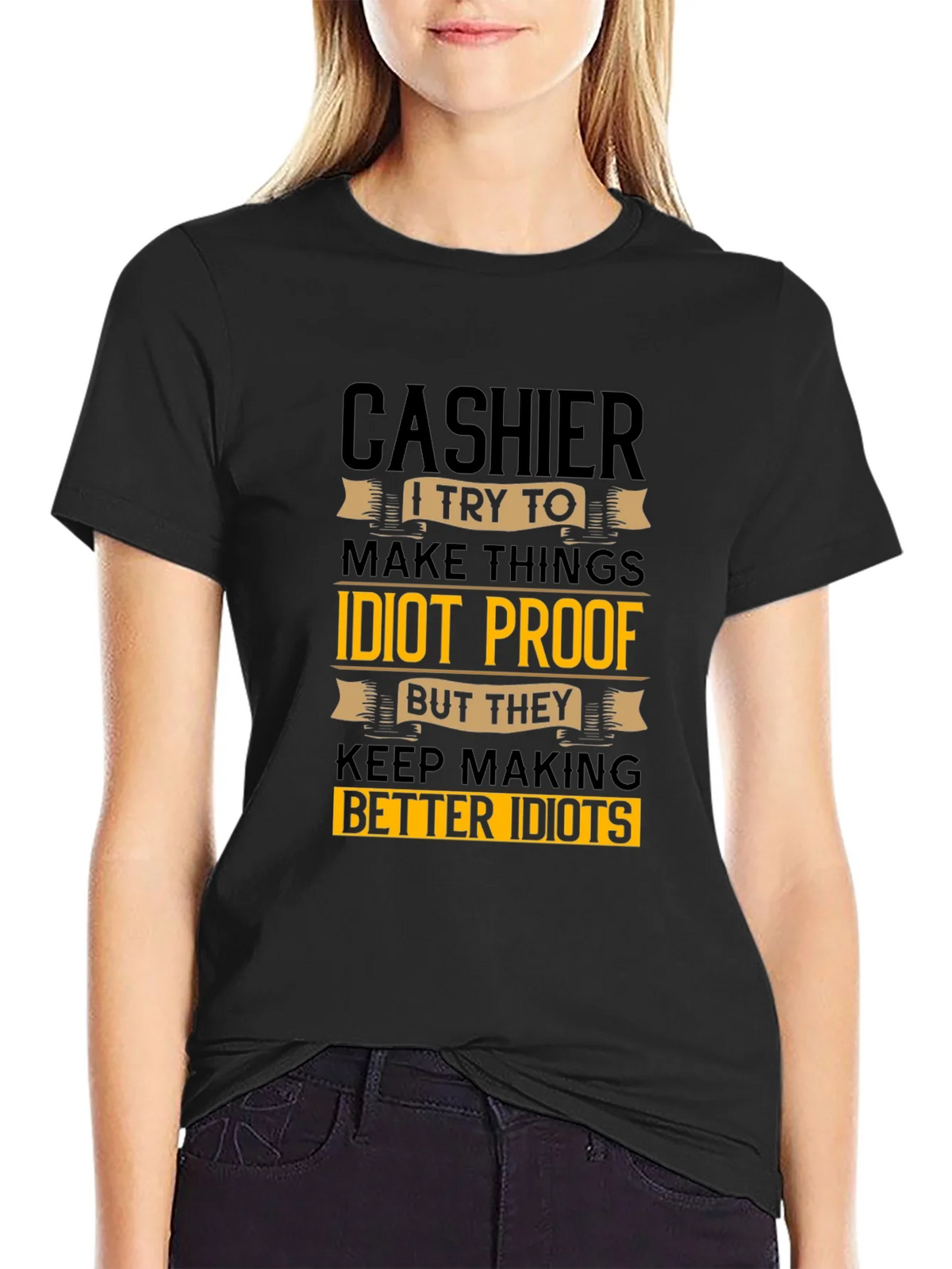 Cashier Idiots Funny Sarcastic T-Shirt product image 2