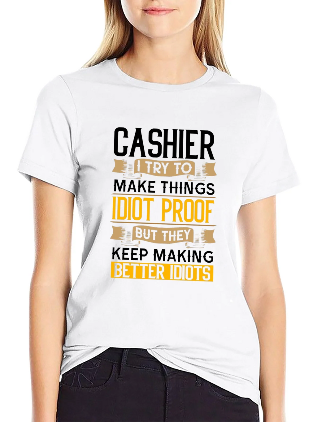 Cashier Idiots Funny Sarcastic T-Shirt product image 8