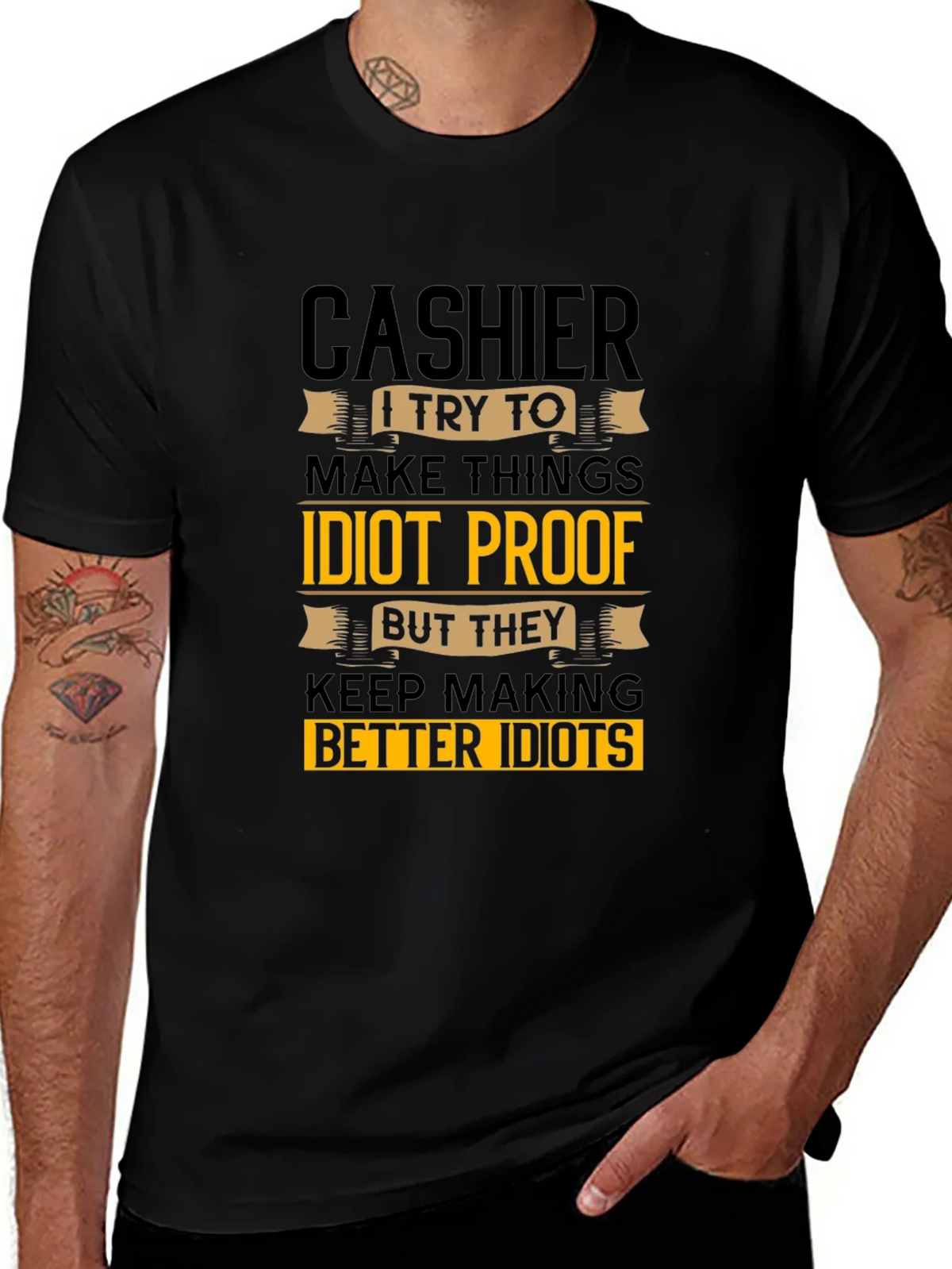 Cashier Idiots Funny Sarcastic T-Shirt product image 1