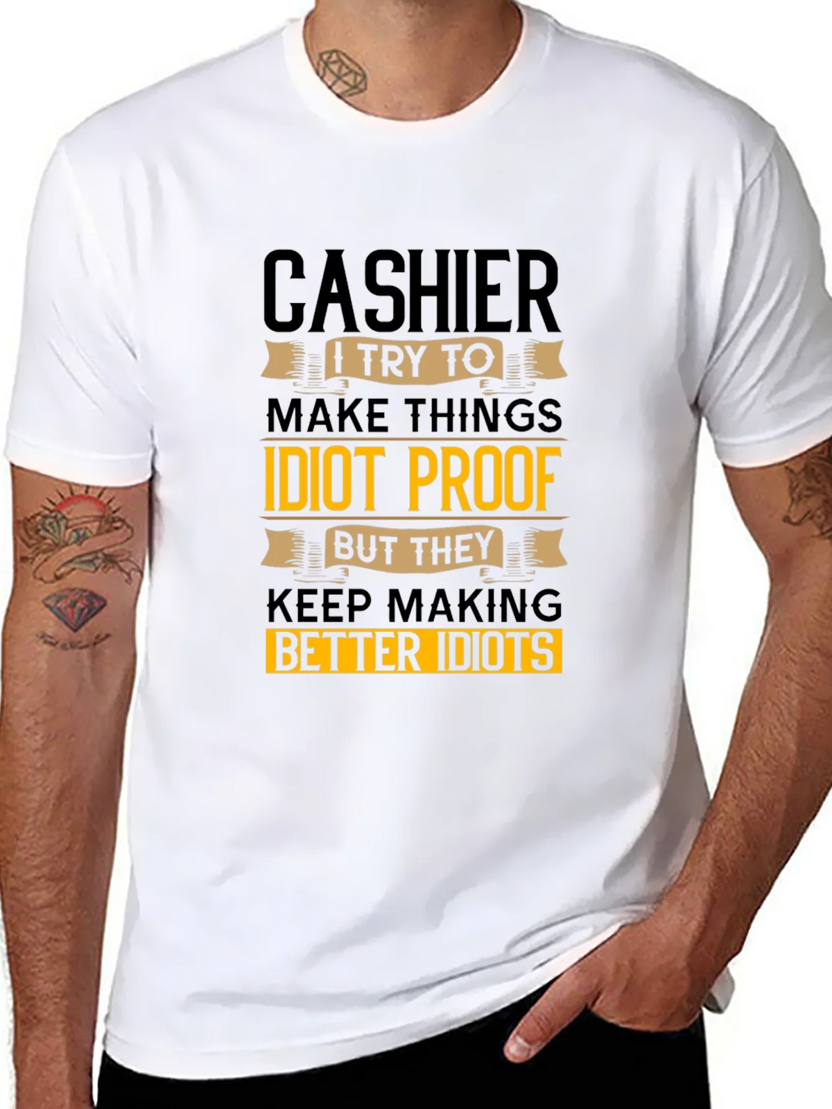 Cashier Idiots Funny Sarcastic T-Shirt product image 7