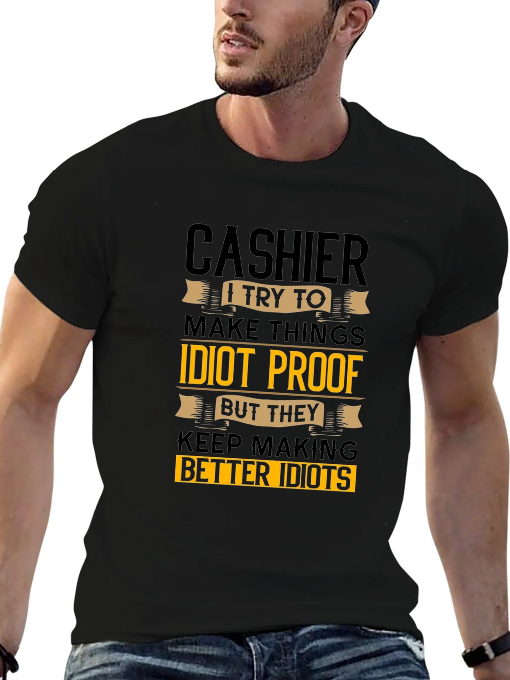Cashier Idiots Funny Sarcastic T-Shirt product image 6