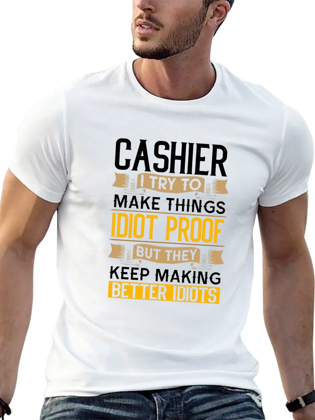 Cashier Idiots Funny Sarcastic T-Shirt product image 12