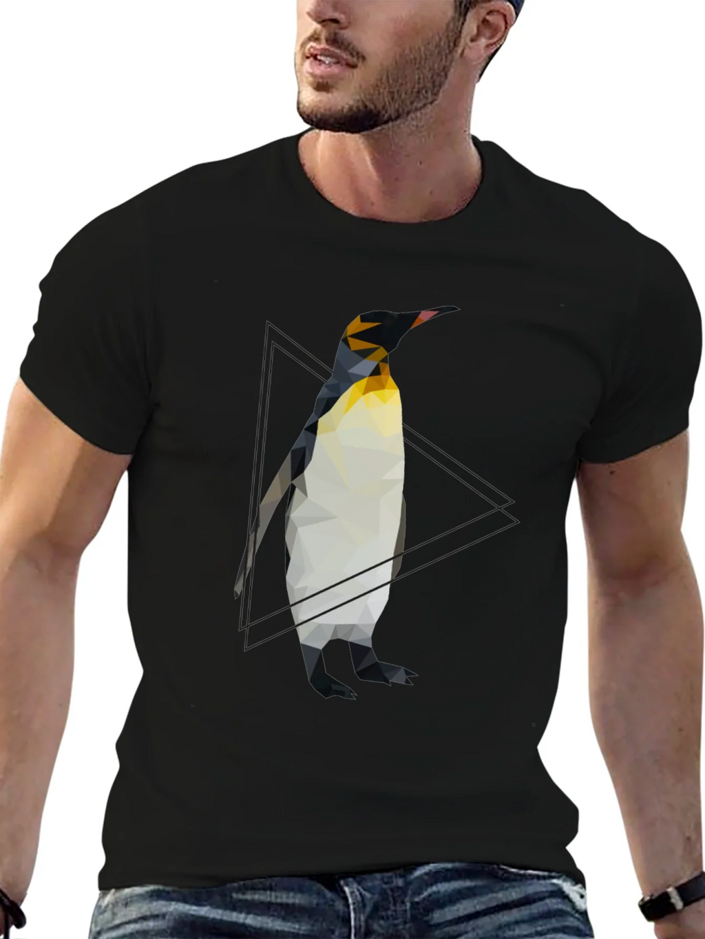 Geometric Penguin Graphic Tee - Cool Black T-Shirt product image 5