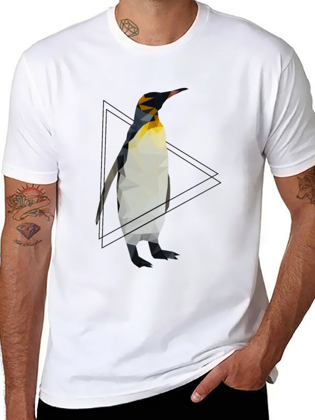 Geometric Penguin Graphic Tee - Cool Black T-Shirt product image 6
