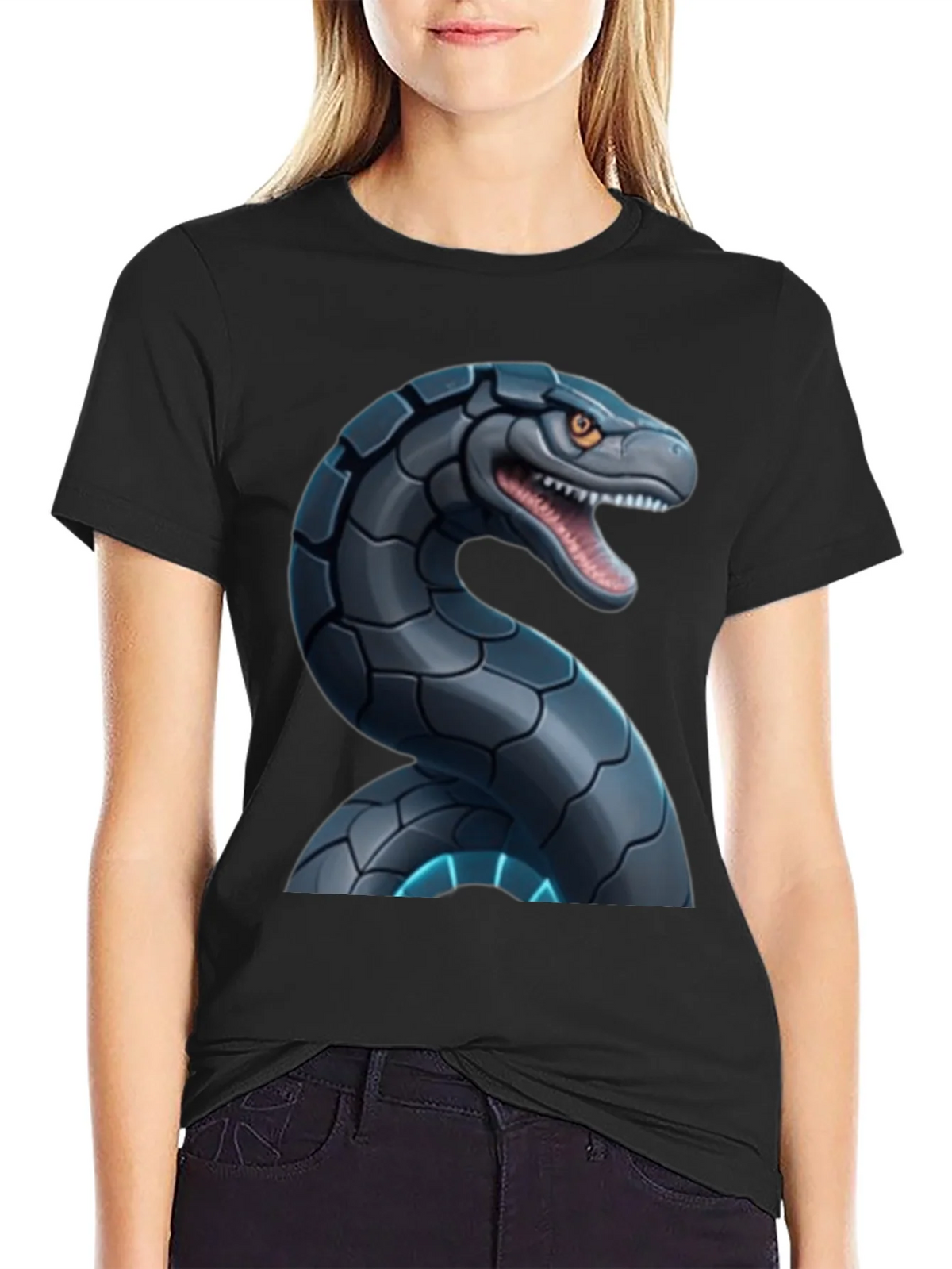 Robotic Snake Graphic T-Shirt - Black product image 2