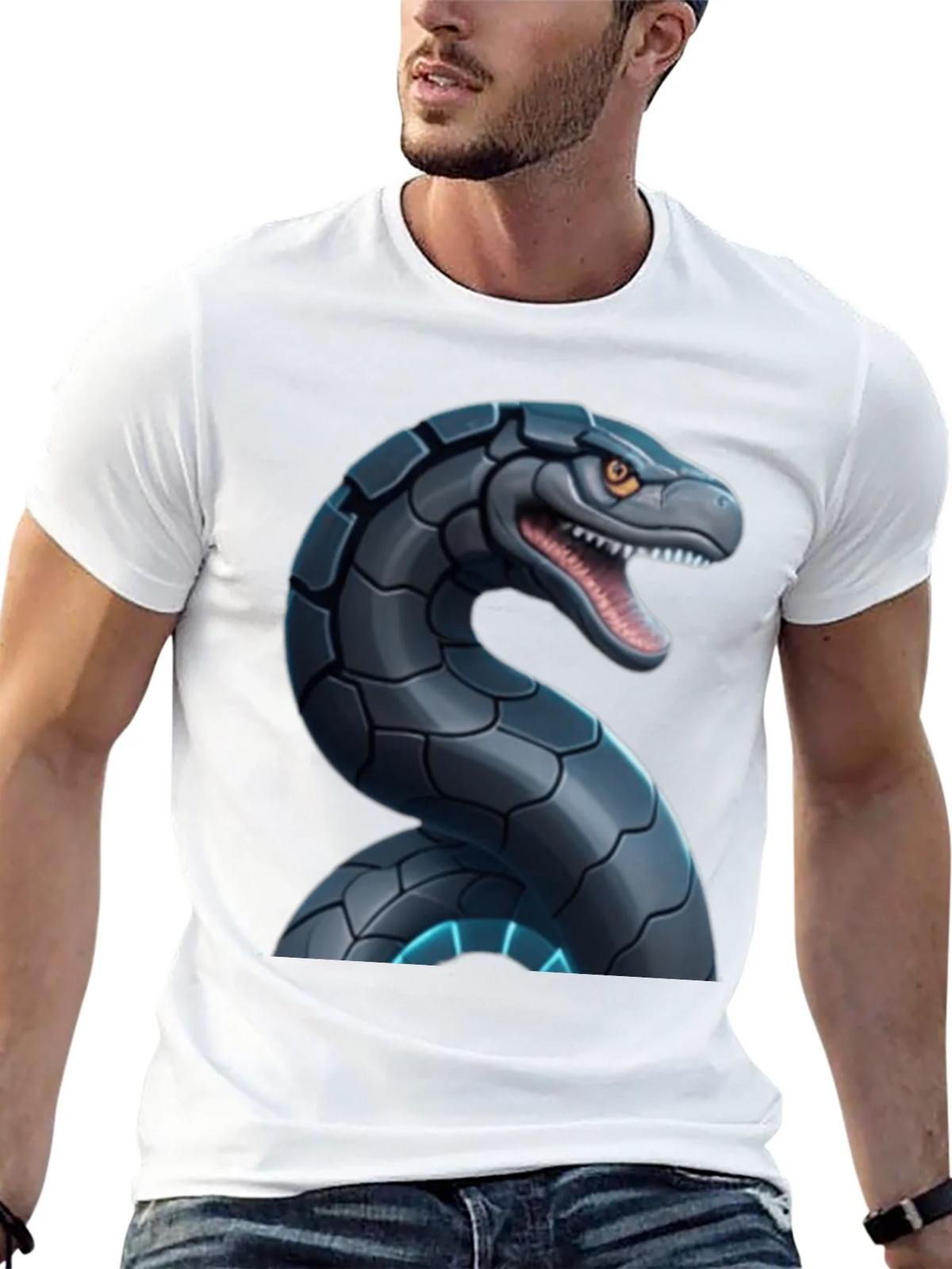 Robotic Snake Graphic T-Shirt - Black product image 12