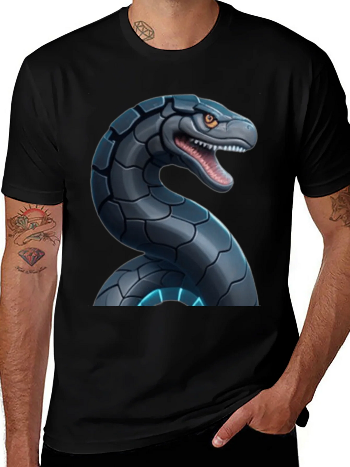 Robotic Snake Graphic T-Shirt - Black product image 1