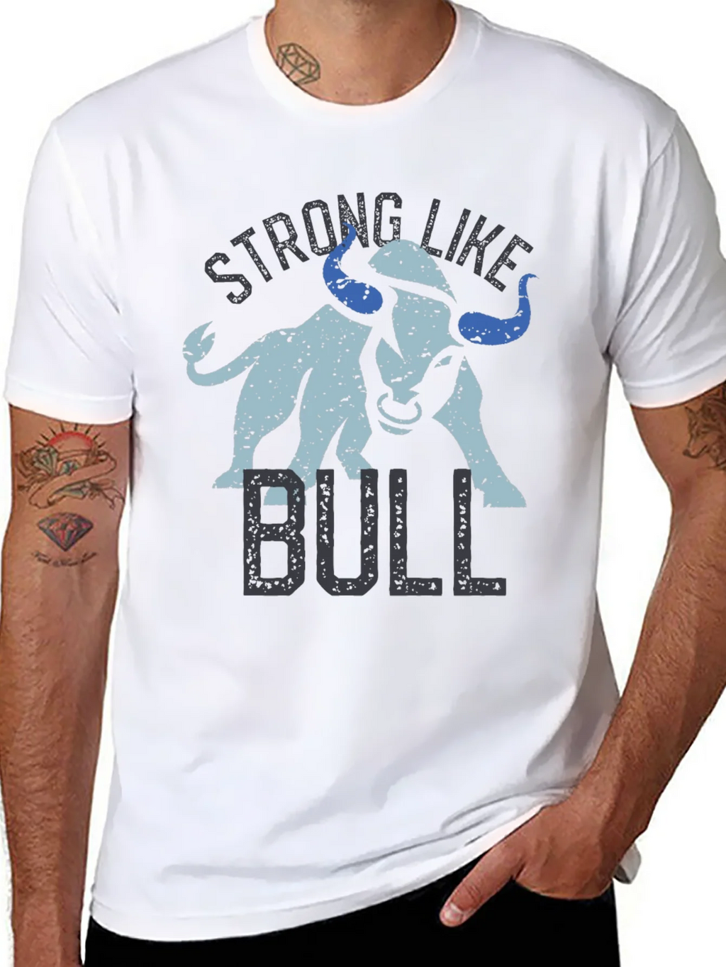 Strong Like Bull Graphic Tee - Black Cotton Blend T-Shirt product image 7