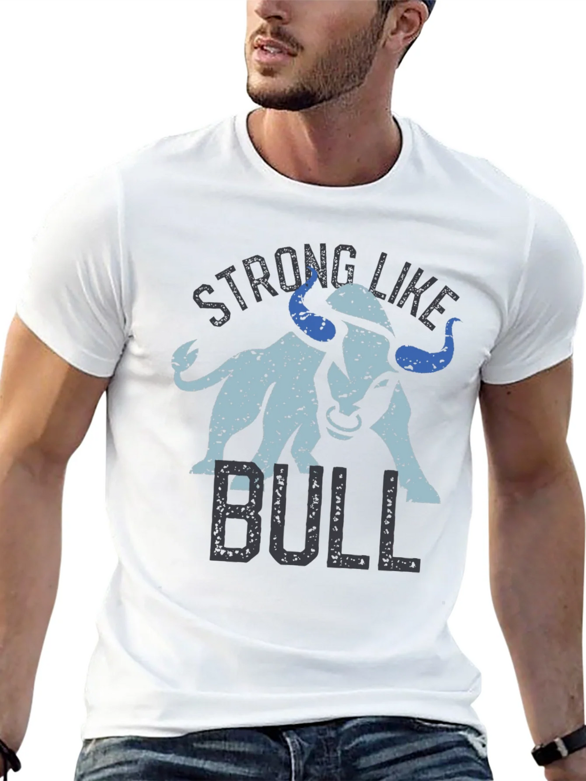 Strong Like Bull Graphic Tee - Black Cotton Blend T-Shirt product image 11