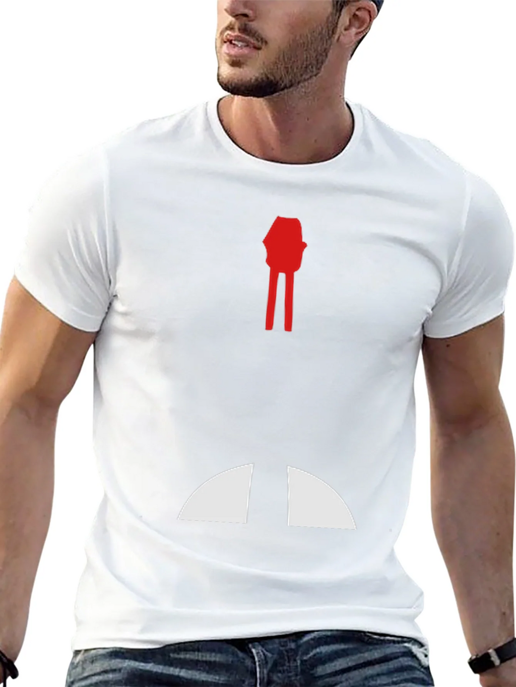 Abstract Red & White Graphic Print Black T-Shirt product image 9