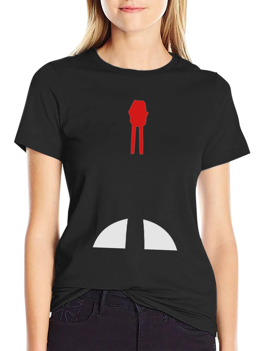 Abstract Red & White Graphic Print Black T-Shirt product image 2