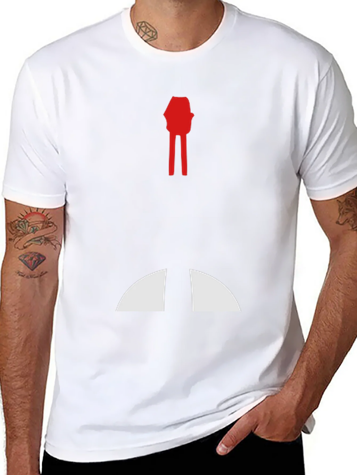 Abstract Red & White Graphic Print Black T-Shirt product image 4