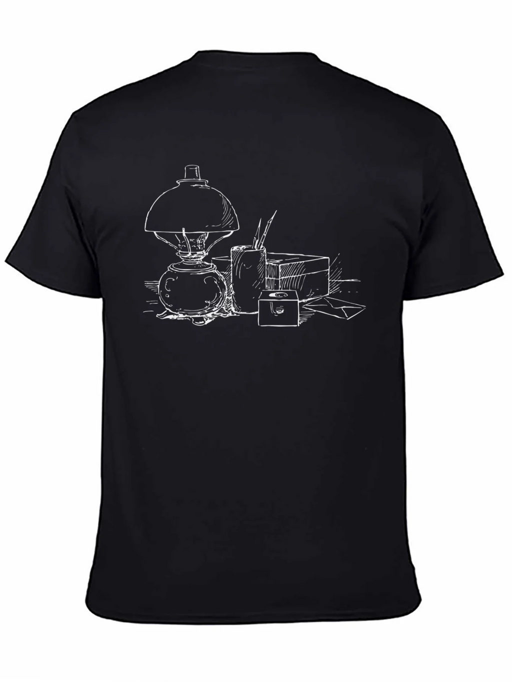 Artistic Sketch T-Shirt - Classic Lamp and Drawing Tools product image 4