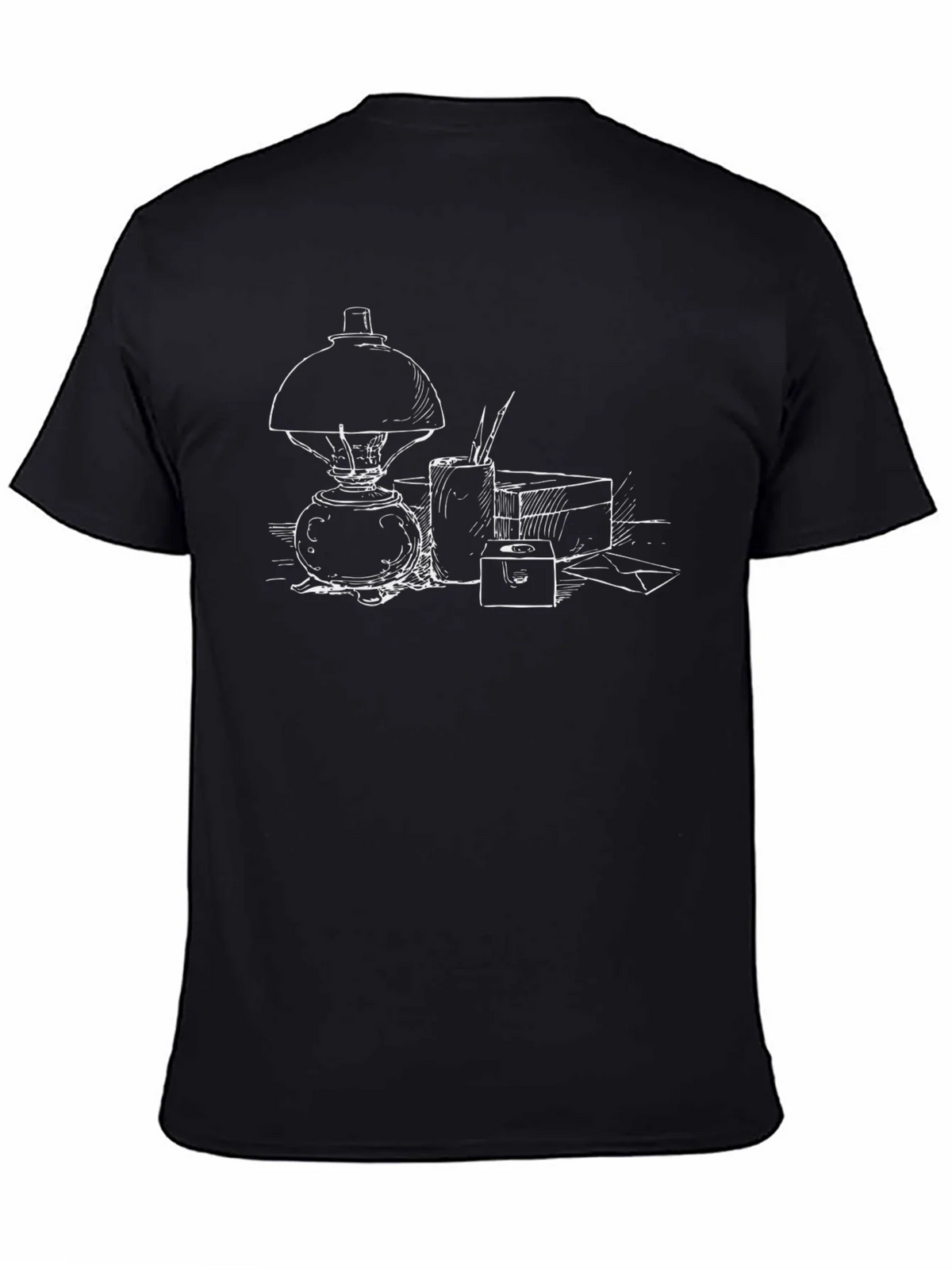Artistic Sketch T-Shirt - Classic Lamp and Drawing Tools product image 4