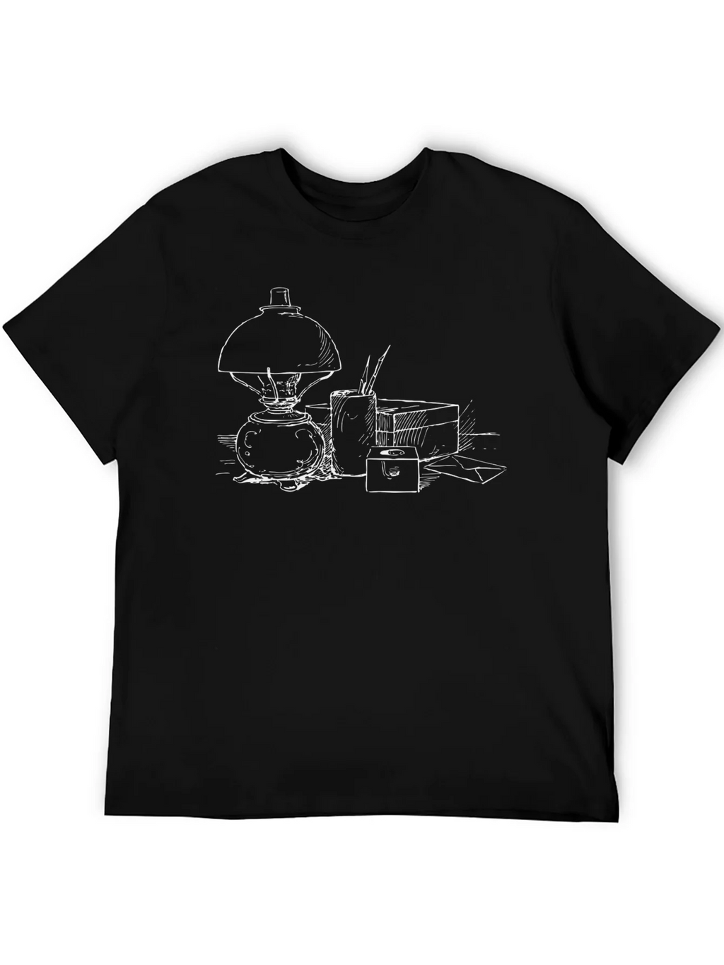 Artistic Sketch T-Shirt - Classic Lamp and Drawing Tools product image 5