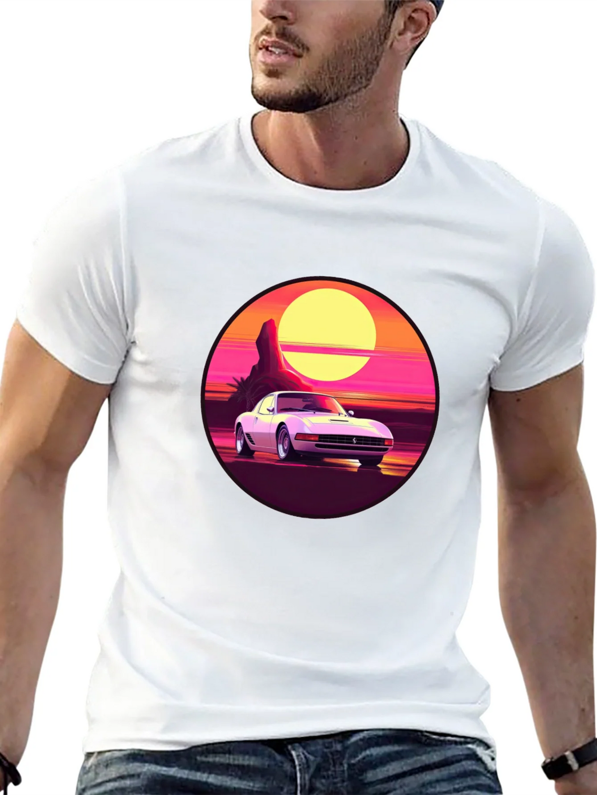 Retro Car Graphic Tee - Sunset Vibes product image 12