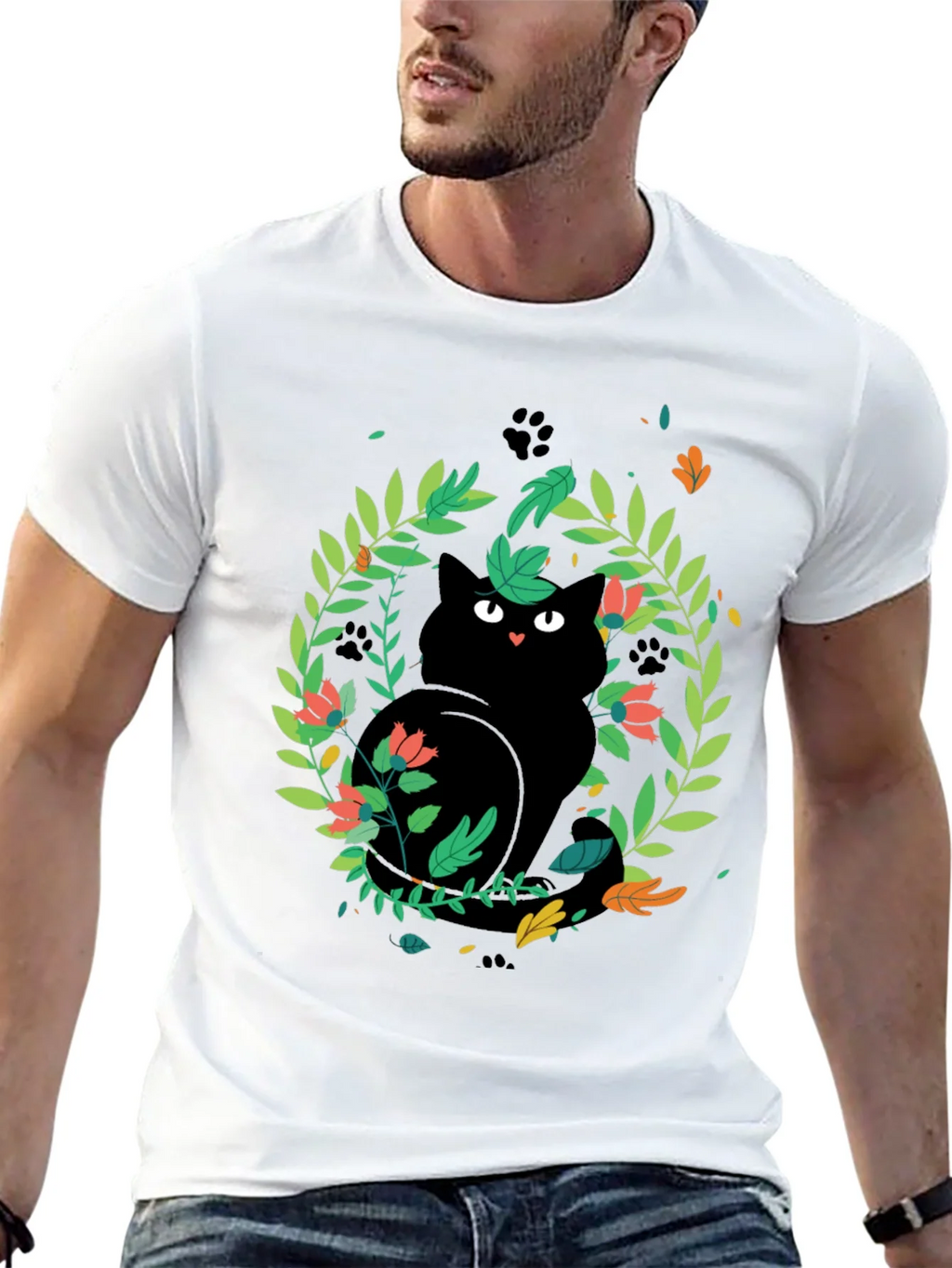 Black Cat Floral Wreath T-Shirt product image 12