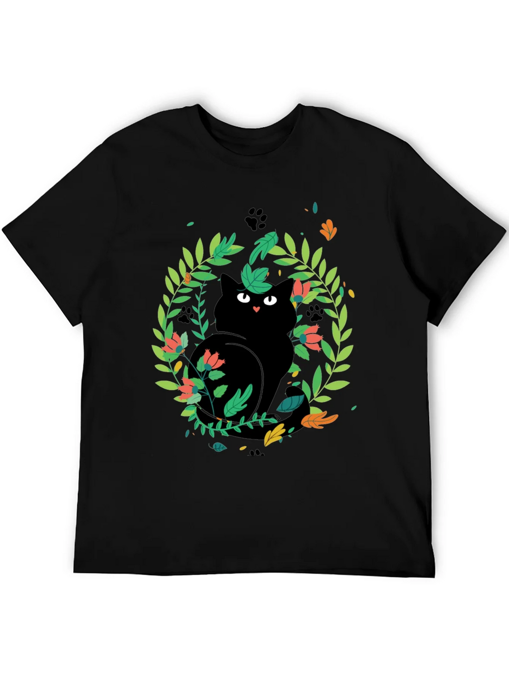 Black Cat Floral Wreath T-Shirt product image 5