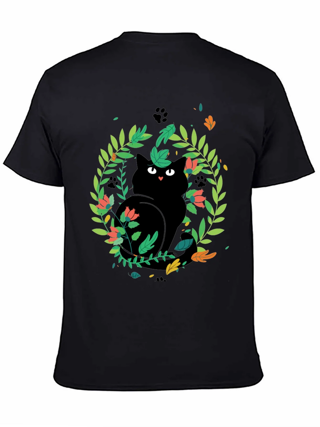 Black Cat Floral Wreath T-Shirt product image 4