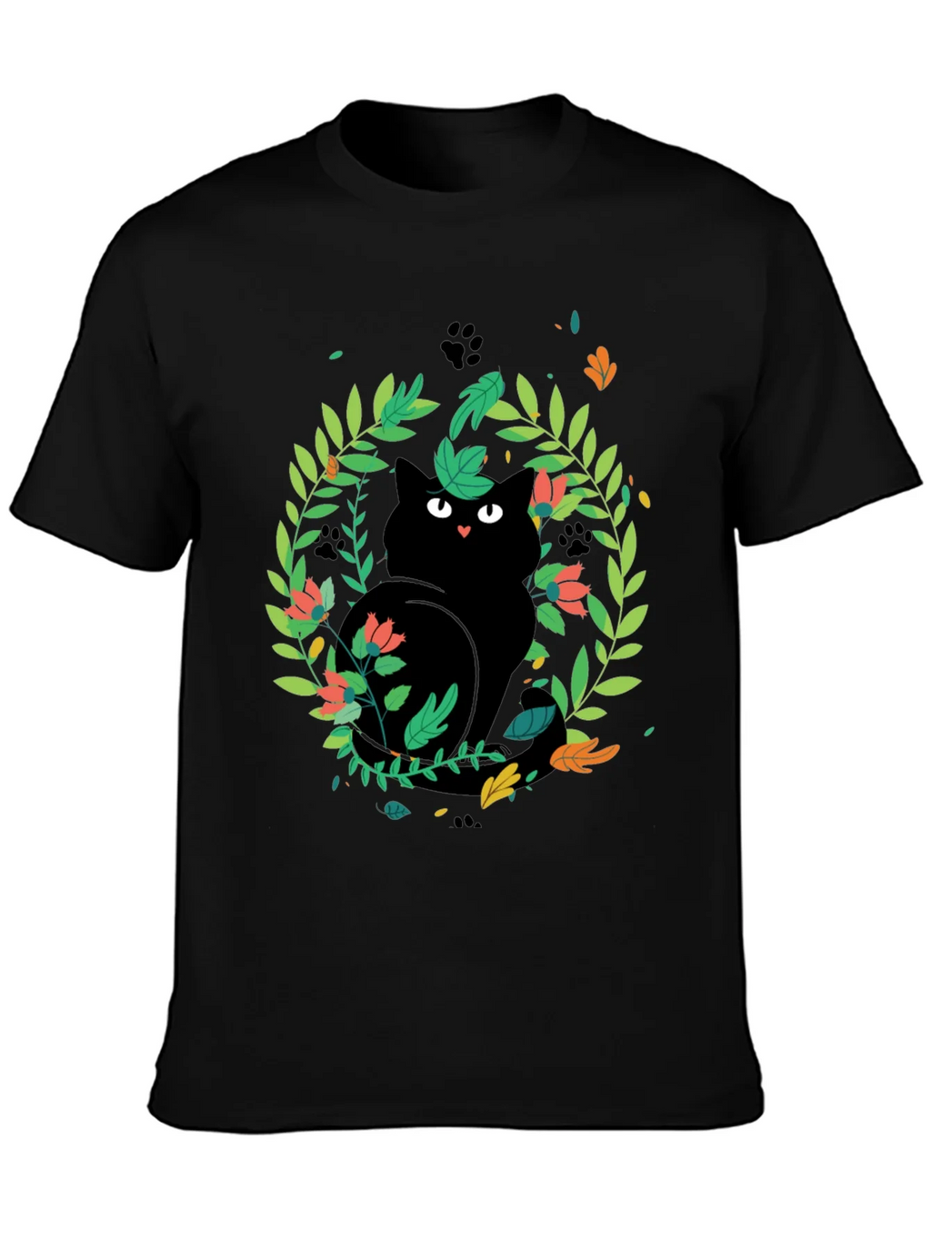 Black Cat Floral Wreath T-Shirt product image 3