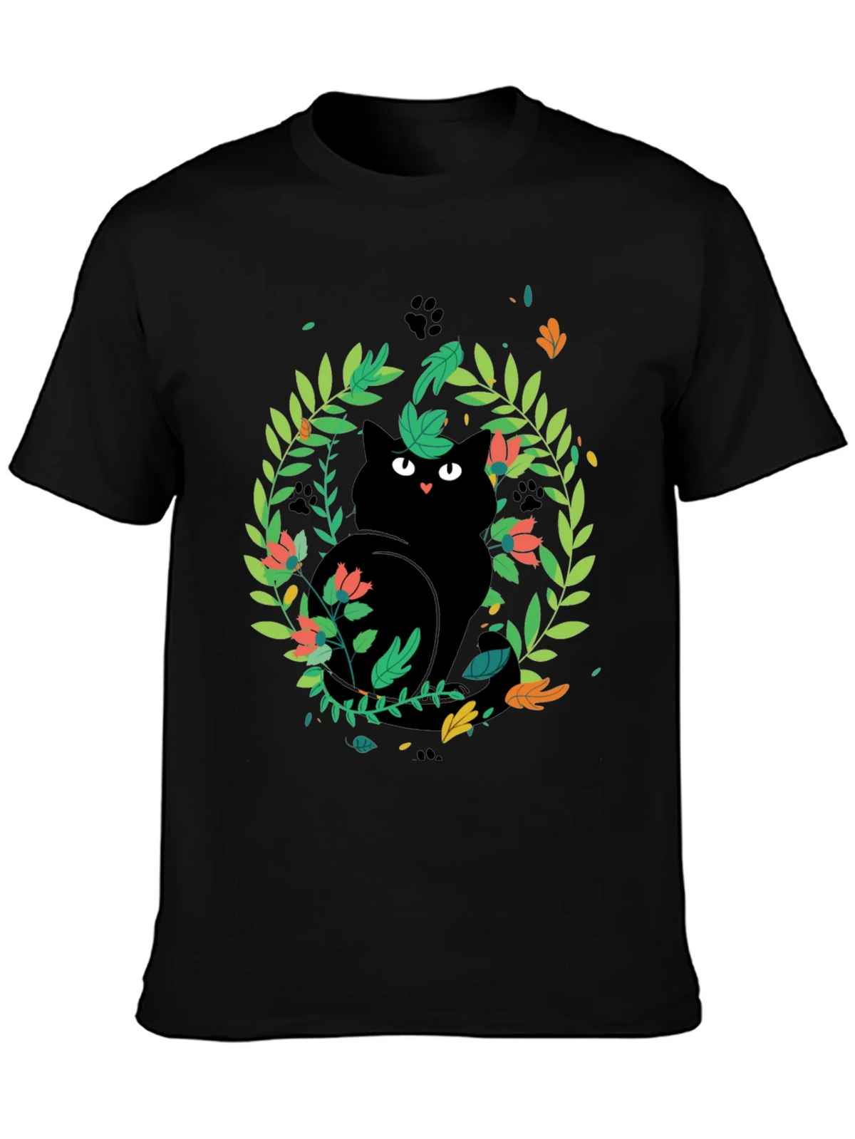 Black Cat Floral Wreath T-Shirt product image 3