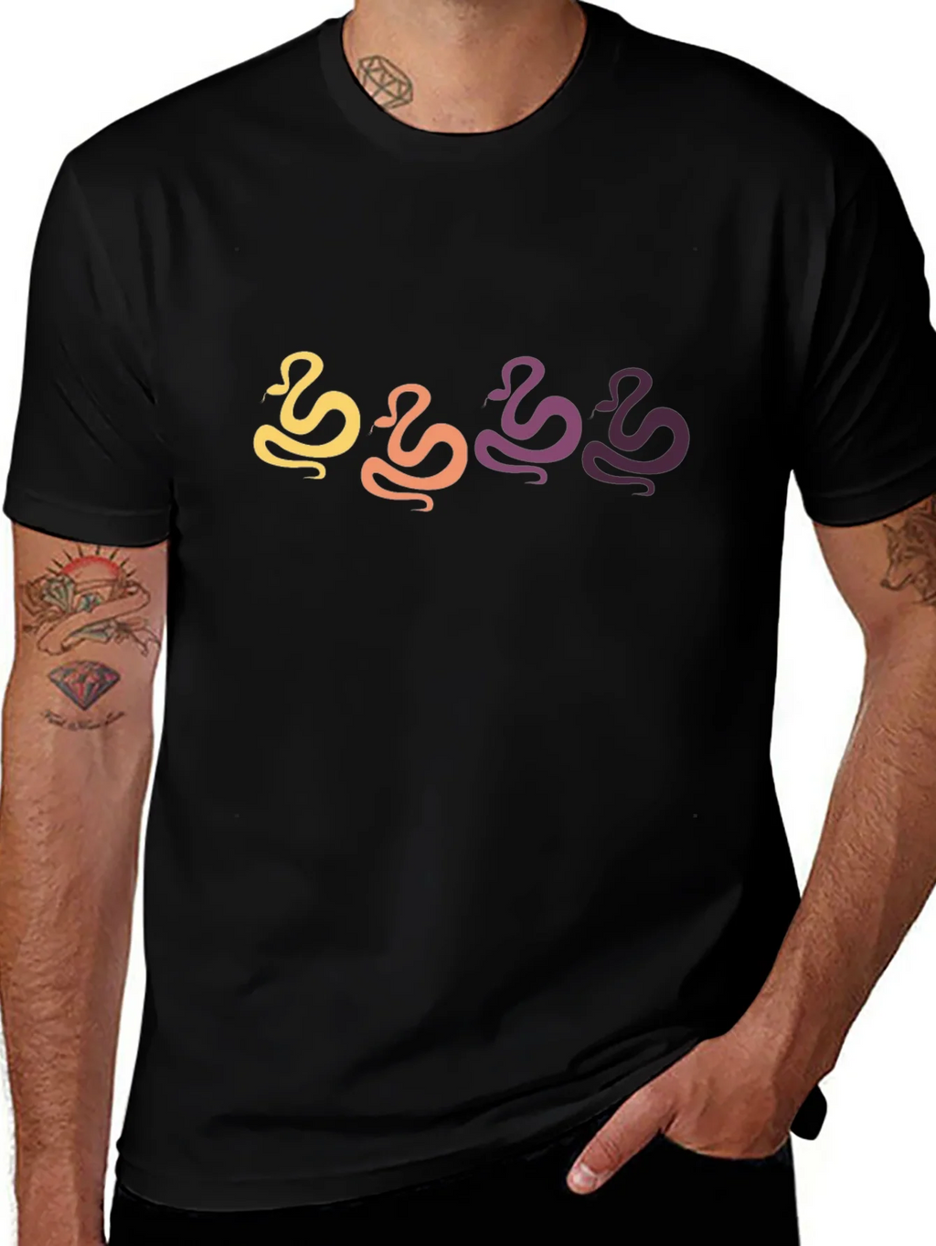 Retro Snake Graphic Black T-Shirt product image 1