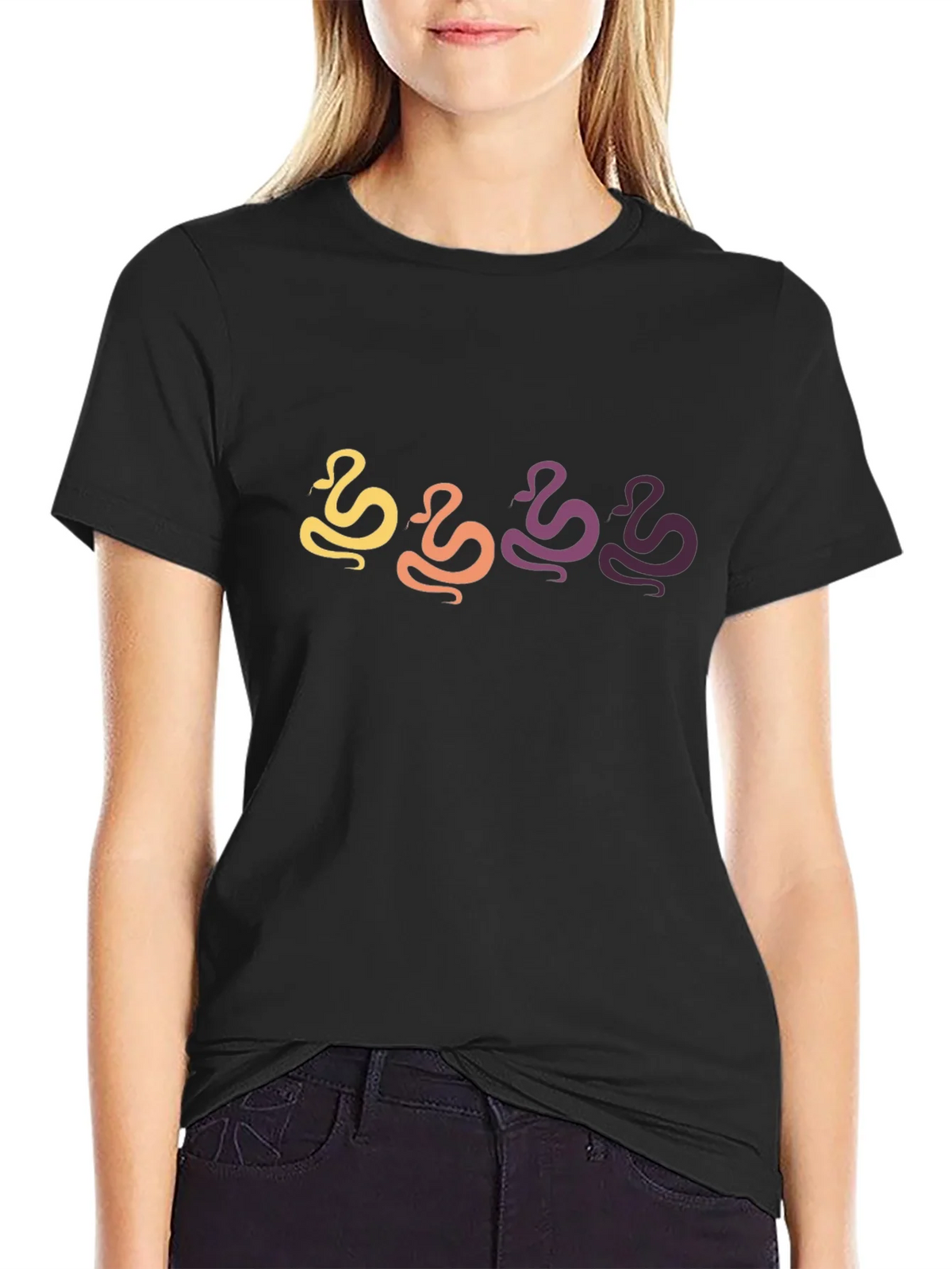 Retro Snake Graphic Black T-Shirt product image 2