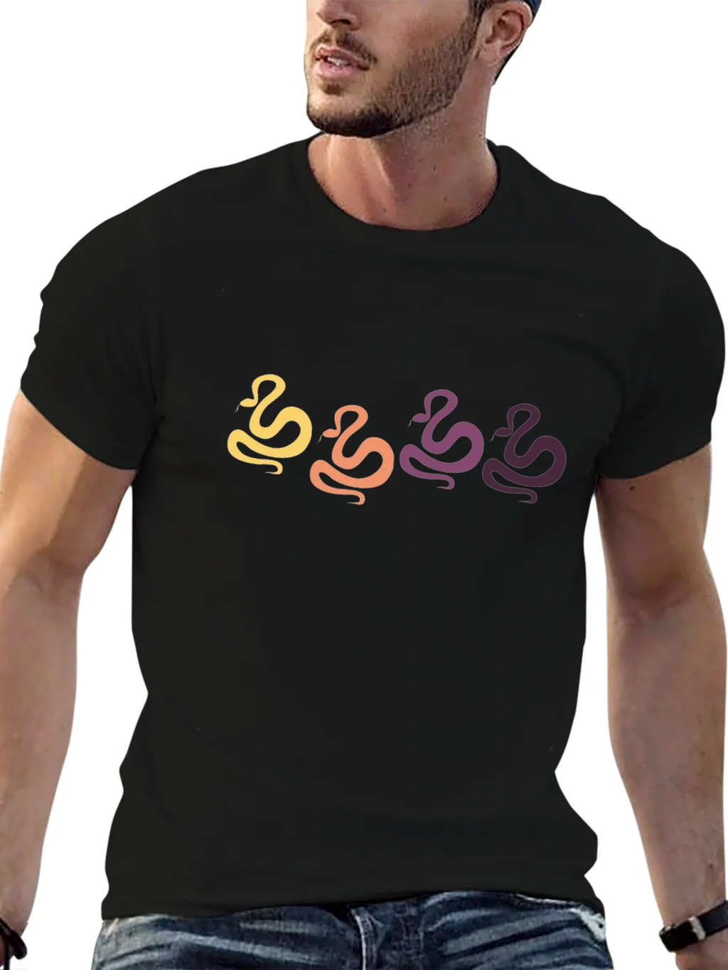 Retro Snake Graphic Black T-Shirt product image 6