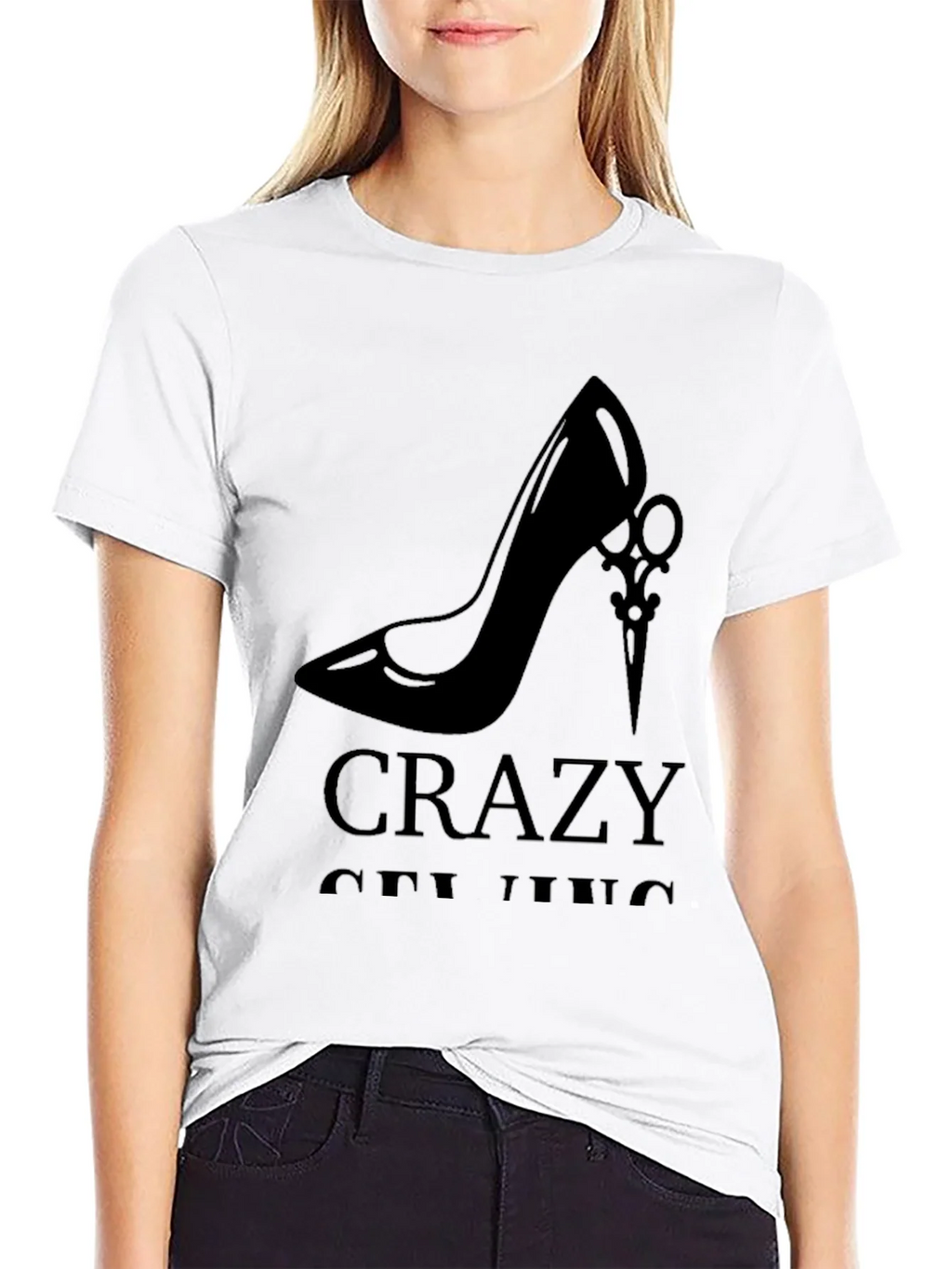 Stylish Black Graphic Tee - High Heel & Scissors Design product image 4