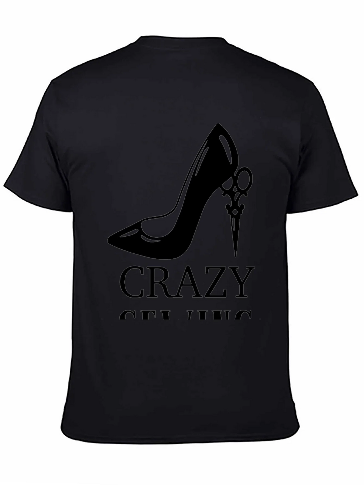 Stylish Black Graphic Tee - High Heel & Scissors Design product image 2