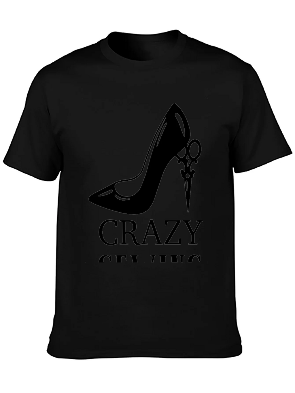 Stylish Black Graphic Tee - High Heel & Scissors Design product image 1