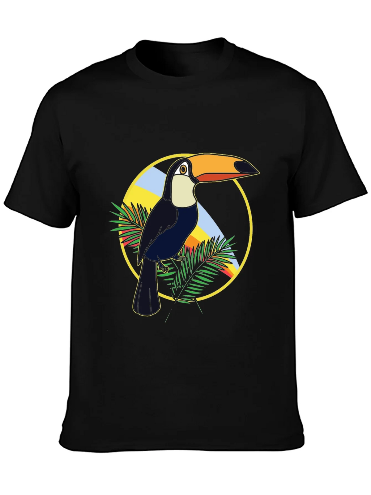 Tropical Toucan Graphic Tee - Black Cotton T-Shirt product image 3