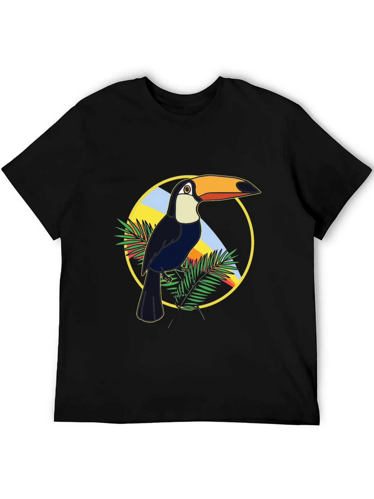 Tropical Toucan Graphic Tee - Black Cotton T-Shirt product image 5