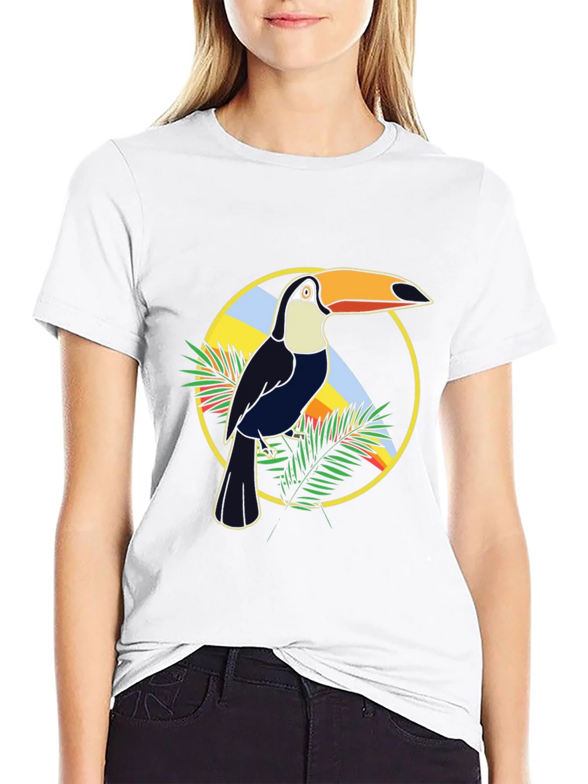 Tropical Toucan Graphic Tee - Black Cotton T-Shirt product image 8