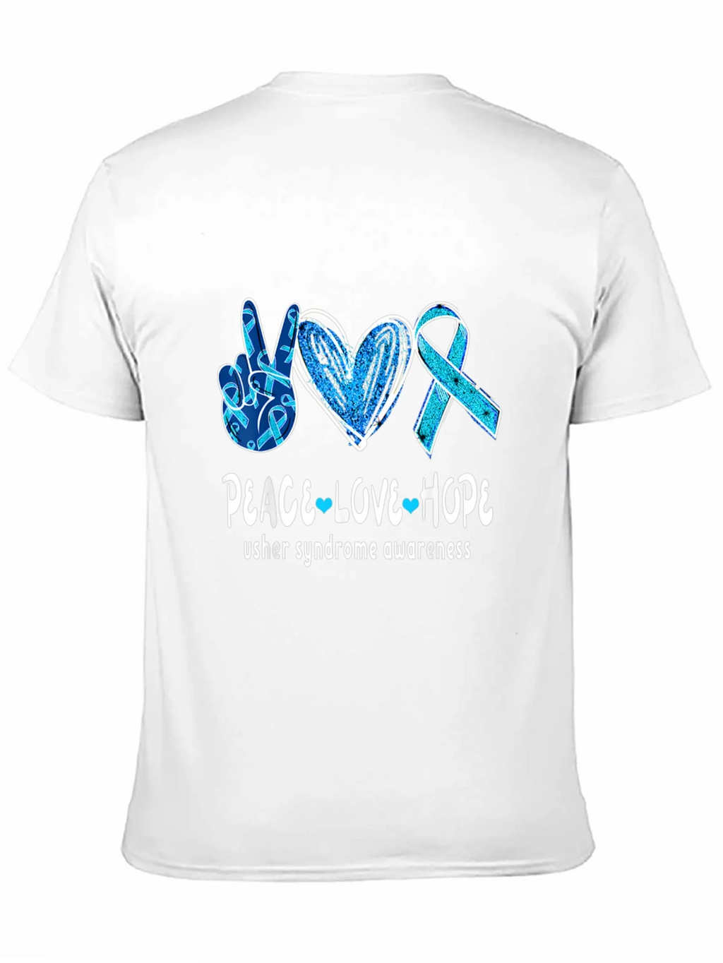 Usher Syndrome Awareness Peace Love Hope T-Shirt product image 10