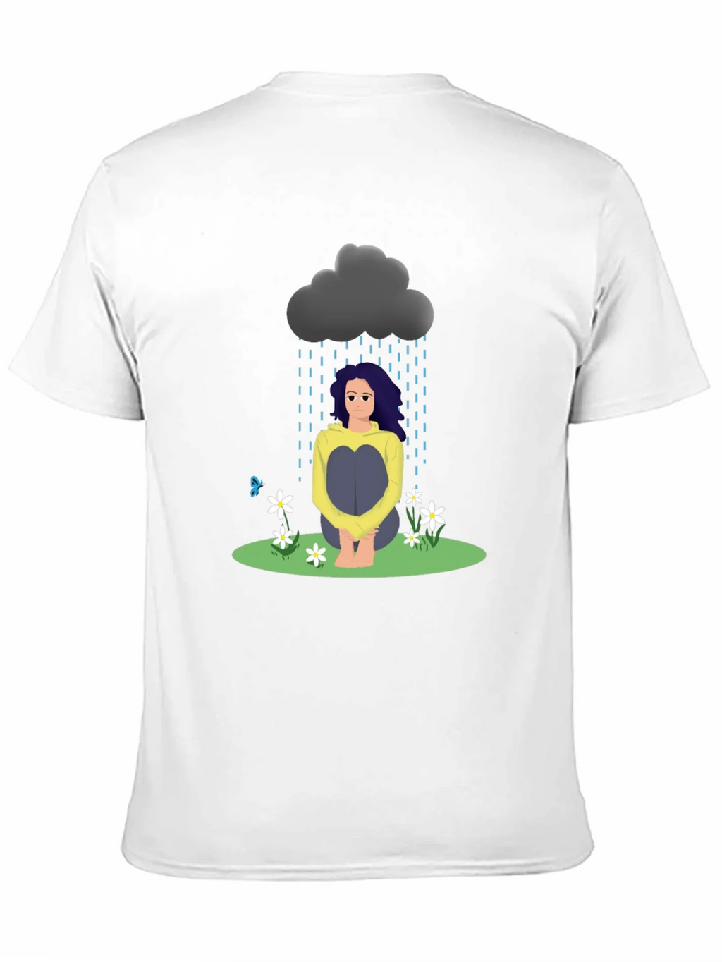 Sad Girl Cloud Graphic T-Shirt - Unisex Black Tee product image 4