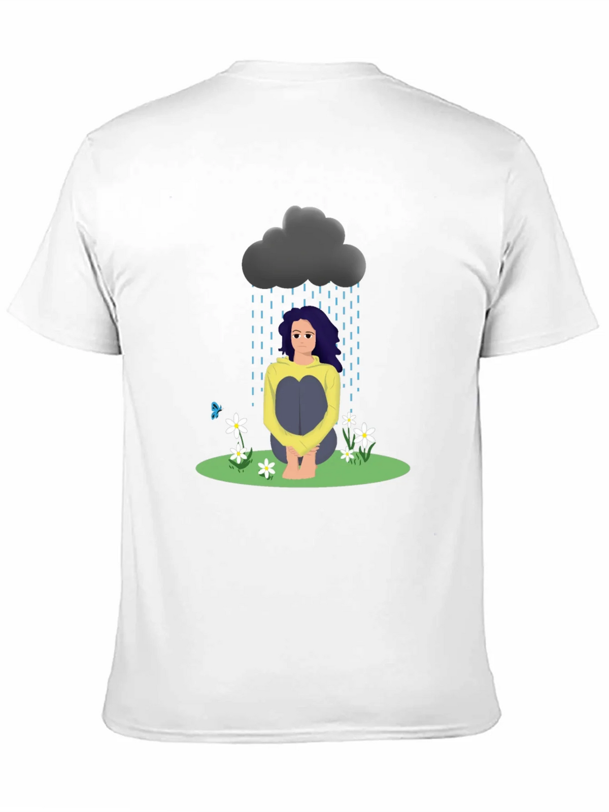 Sad Girl Cloud Graphic T-Shirt - Unisex Black Tee product image 4