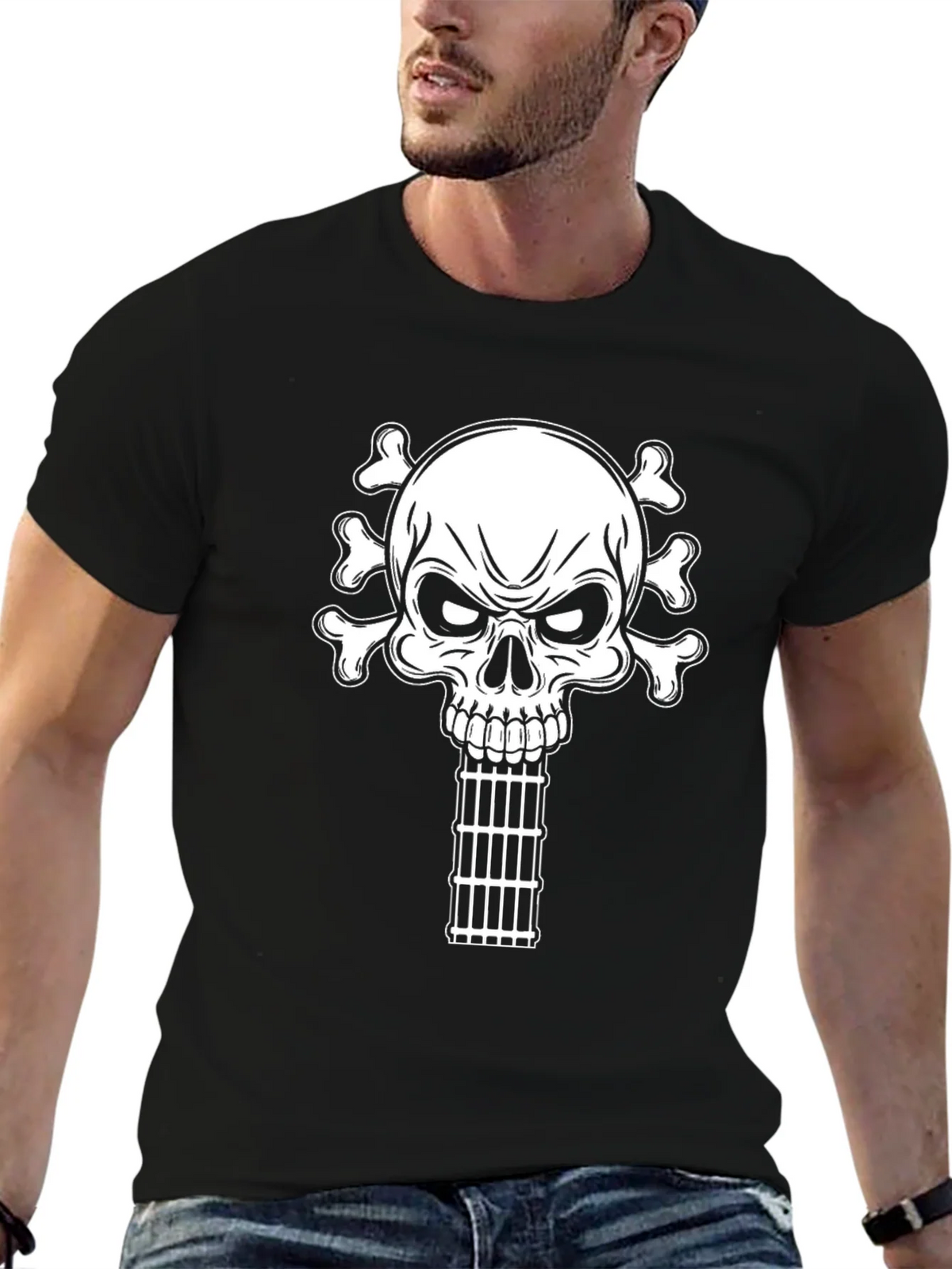 Skull & Bones Guitar Cage T-Shirt - Black product image 6