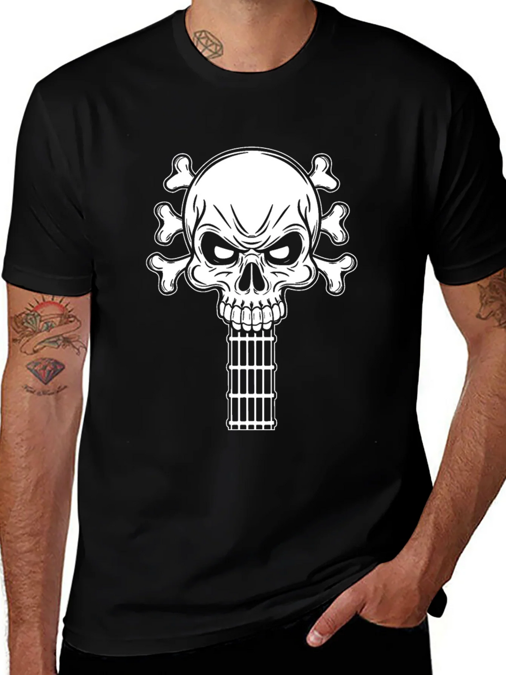 Skull & Bones Guitar Cage T-Shirt - Black product image 1