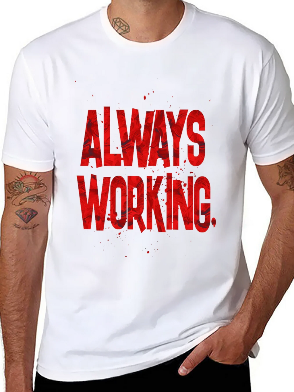Always Working Graphic Tee - Black Cotton Blend product image 7
