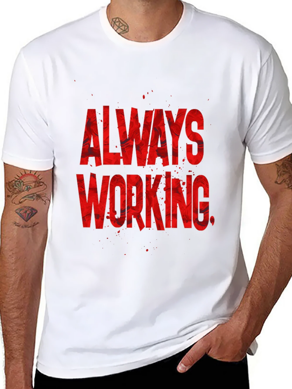 Always Working Graphic Tee - Black Cotton Blend product image 7