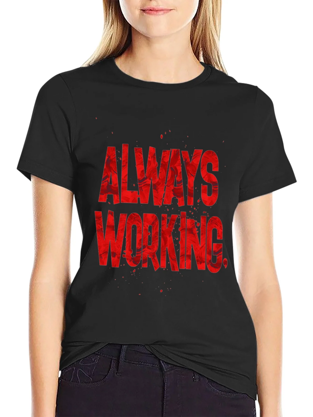 Always Working Graphic Tee - Black Cotton Blend product image 2