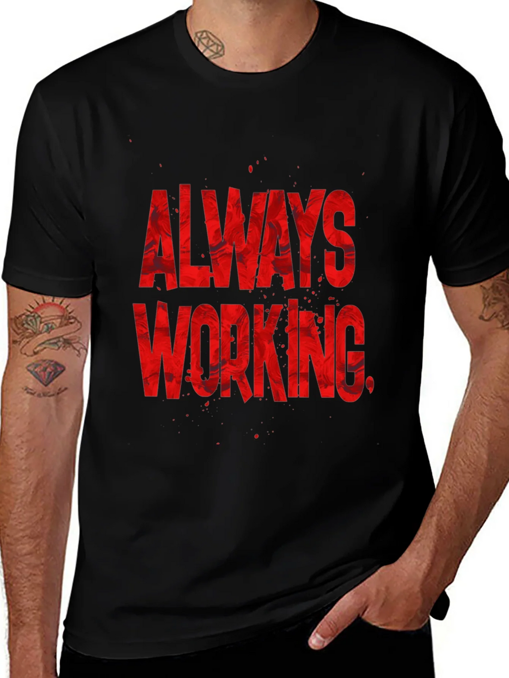 Always Working Graphic Tee - Black Cotton Blend product image 1