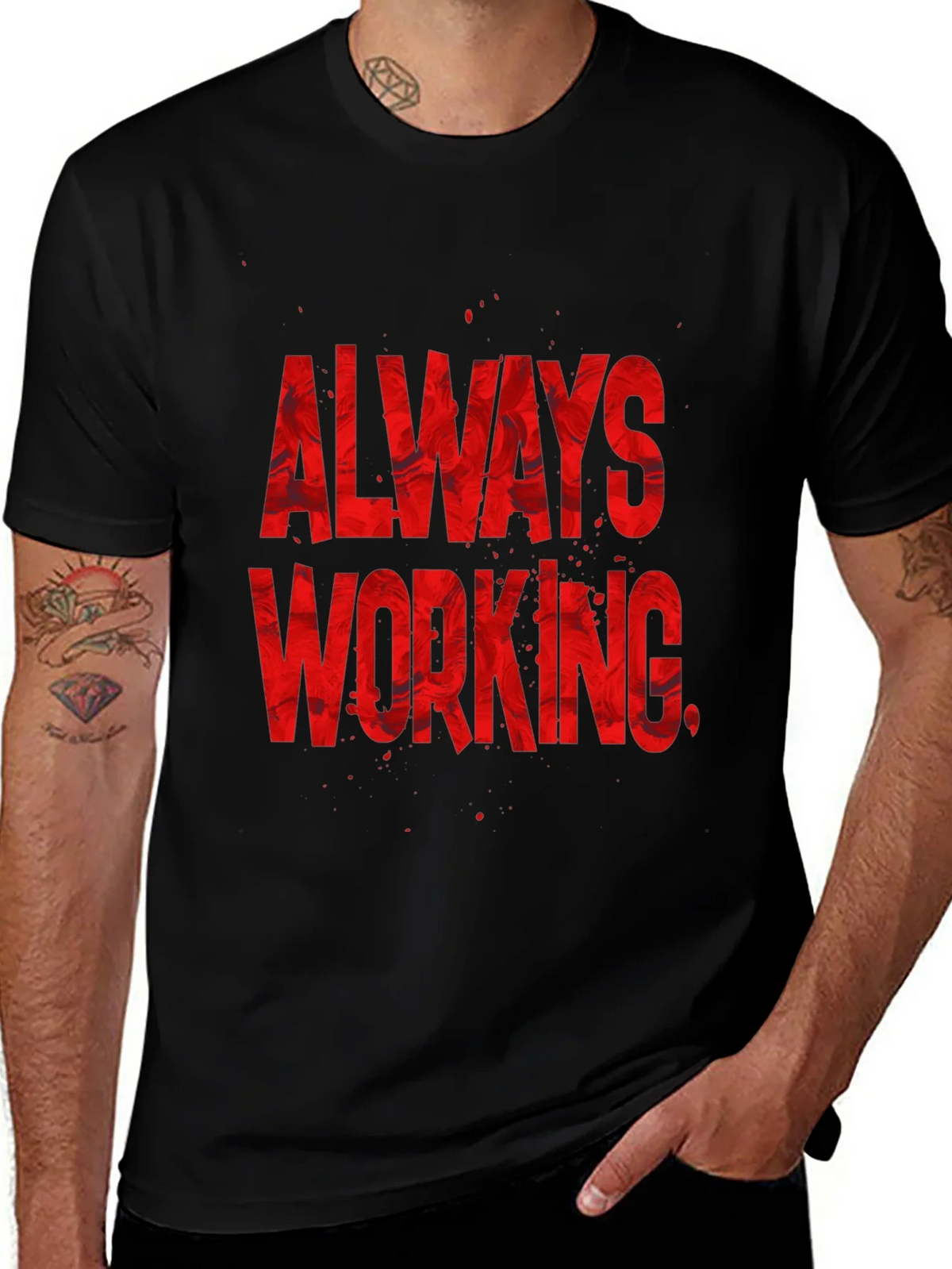 Always Working Graphic Tee - Black Cotton Blend product image 1