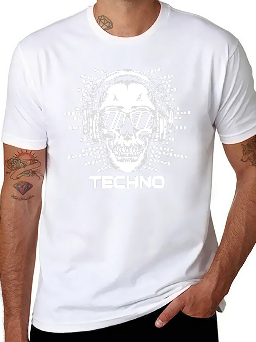 Techno Skull T-Shirt - DJ Wearing Headphones product image 7