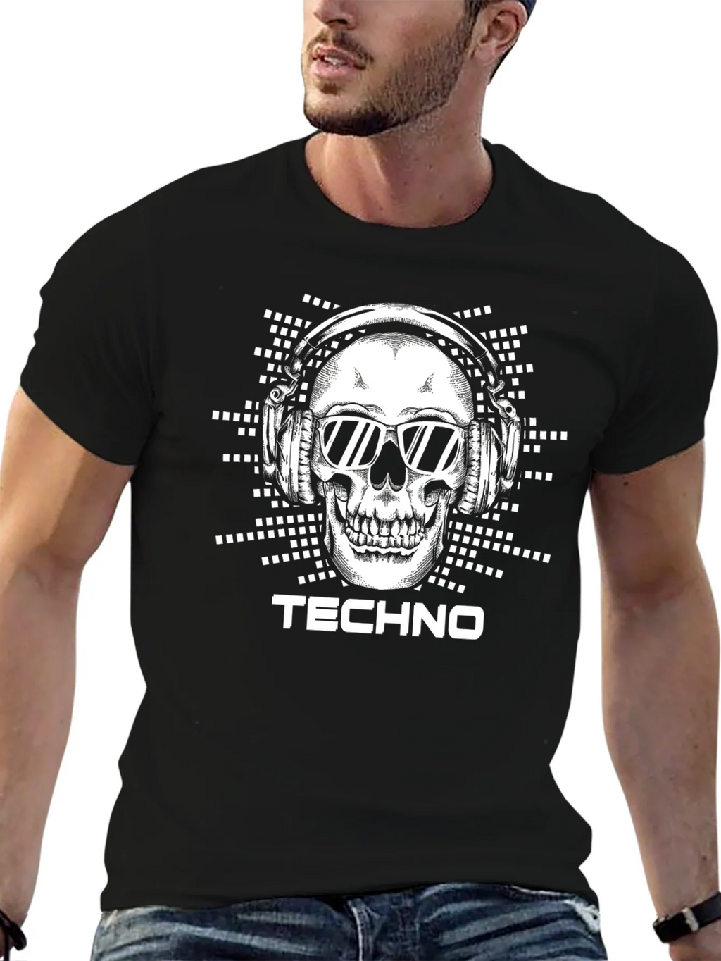 Techno Skull T-Shirt - DJ Wearing Headphones product image 6
